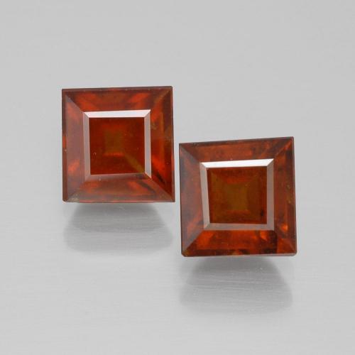 4.31ctw Naturel Orange foncé Grenat Hessonite, Carré, VS