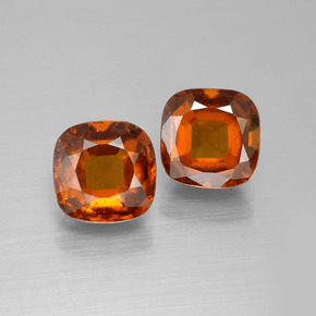 Achetez naturel 5,23ct orange grenat hessonite gems, coupe coussin, en provenance madagascar chez gemselect. en stock, livraison internationale!