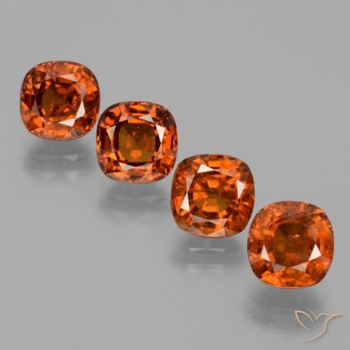7.49ctw Naturel Orange moyen Grenat Hessonite, Coussin, VS-SI