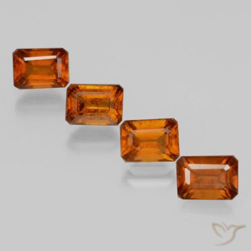 5.56ctw Naturel Orange foncé Grenat Hessonite, Taille émeraude, VS-SI