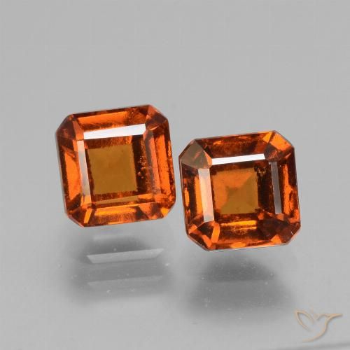 2.84ctw Naturel Ambre orange Grenat Hessonite, Taille émeraude, VS