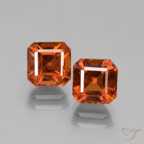 3.35ctw Naturel Orange foncé Grenat Hessonite, Taille émeraude, VS