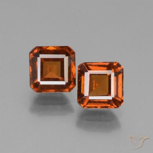 2.90ctw Naturel Orange rougeâtre Grenat Hessonite, Taille émeraude, VS