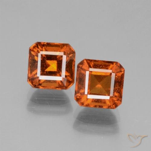 3.40ctw Naturel Orange foncé Grenat Hessonite, Taille émeraude, VS-SI