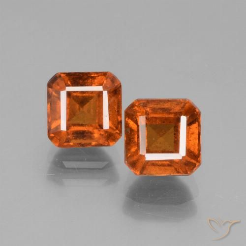 3.23ctw Naturel Ambre orange Grenat Hessonite, Taille émeraude, VS-SI