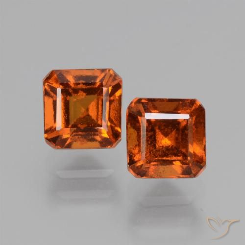 2.42ctw Naturel Orange foncé Grenat Hessonite, Taille émeraude, VS