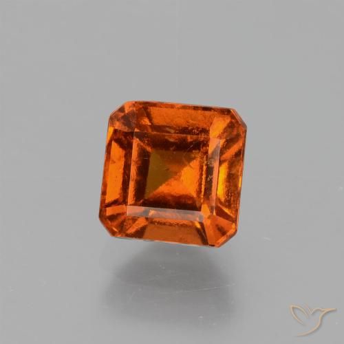 1.57ct Naturel Ambre orange Grenat Hessonite, Taille émeraude, VS-SI