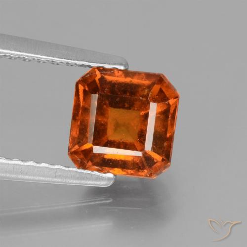 1.53ct Naturel Ambre orange Grenat Hessonite, Taille émeraude, VS
