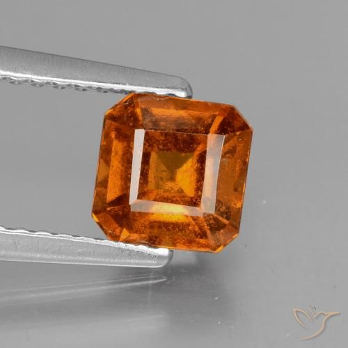 Grenat Hessonite Ambre orange naturelle Octogone / coupe Émeraude, 1.29 ct, VS
