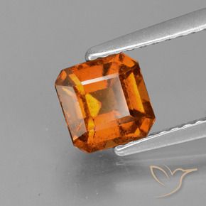 Grenat Hessonite Ambre orange naturelle Octogone / coupe Émeraude, 1.29 ct, VS
