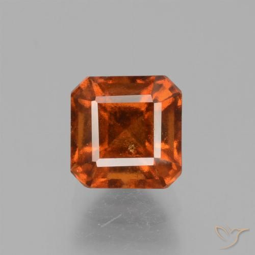 1.67ct Naturel Ambre orange Grenat Hessonite, Taille émeraude, VS