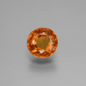 Grenat hessonite orange naturelle coupe roude, 1,24 ct, VS