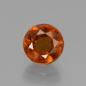 Grenat hessonite orange naturelle coupe roude, 1,42 ct, VS
