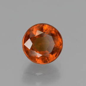 Grenat hessonite orange naturelle coupe roude, 1,42 ct, VS