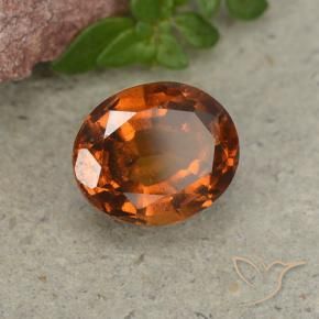 Grenat Hessonite Ambre orange naturelle ovale, 2.06 ct, VS