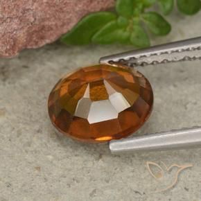 Grenat Hessonite Ambre orange naturelle ovale, 2.06 ct, VS