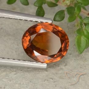 Grenat Hessonite Orange foncé naturelle ovale, 1.56 ct, VS