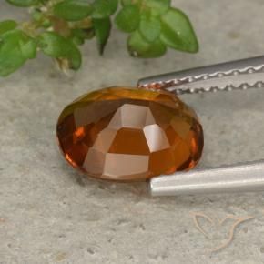 Grenat Hessonite Orange foncé naturelle ovale, 1.74 ct, VS