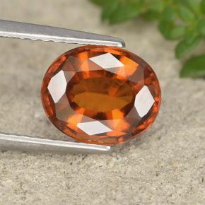 Grenat Hessonite Orange naturelle Coupe ovale, 2.28 ct, VVS-VS