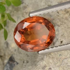 Grenat Hessonite Orange foncé naturelle ovale, 1.99 ct, VS