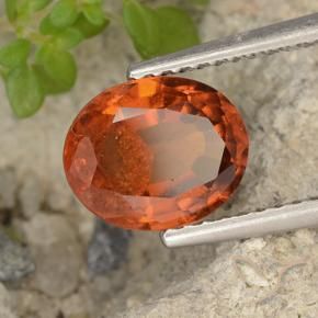 Grenat Hessonite Orange rougeâtre naturelle ovale, 2.01 ct, VS-SI