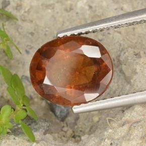 Grenat Hessonite Orange rougeâtre naturelle ovale, 3.05 ct, VS-SI