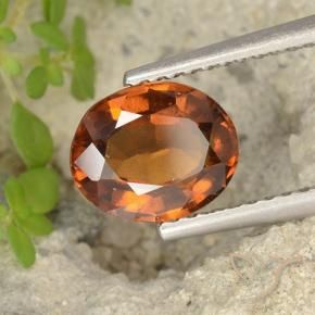 Grenat Hessonite Ambre orange naturelle ovale, 1.69 ct, VS