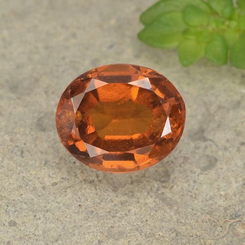 2.00ct Naturel Orange foncé Grenat Hessonite, ovale, VS-SI