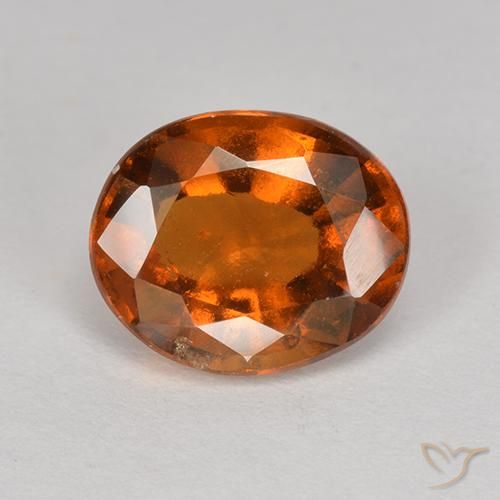 Grenat Hessonite Orange feu naturelle ovale, 1.76 ct, VS