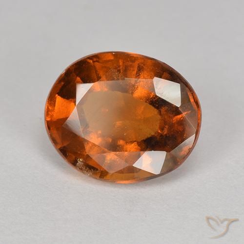 Grenat Hessonite Orange feu naturelle ovale, 1.76 ct, VS