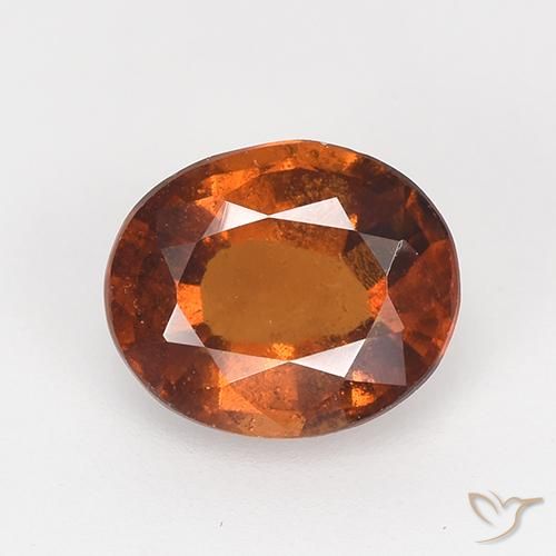 Grenat Hessonite Orange rougeâtre naturelle ovale, 1.61 ct, VS-SI