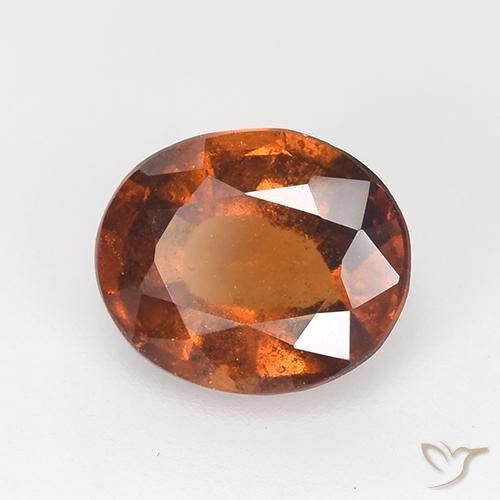 Grenat Hessonite Orange rougeâtre naturelle ovale, 1.61 ct, VS-SI