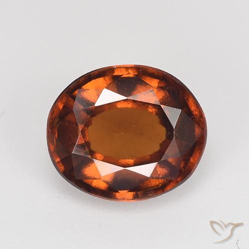 Grenat Hessonite Orange rougeâtre naturelle ovale, 2.87 ct, VS