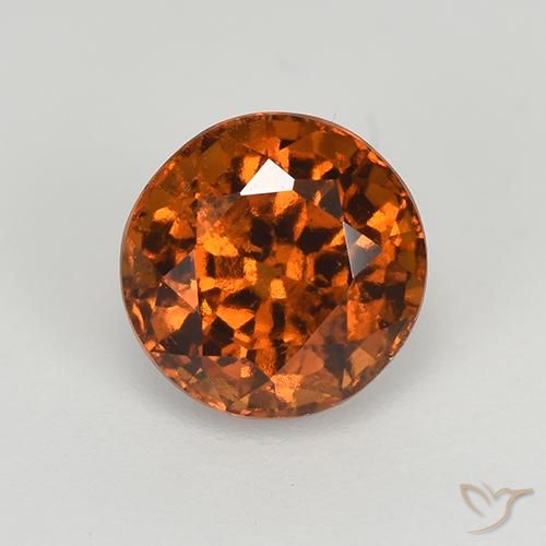 Grenat hessonite orange naturelle coupe roude, 1,66 ct, VS