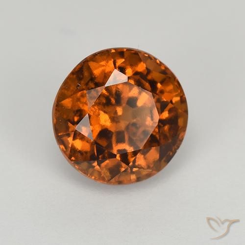 Grenat hessonite orange naturelle coupe roude, 1,66 ct, VS