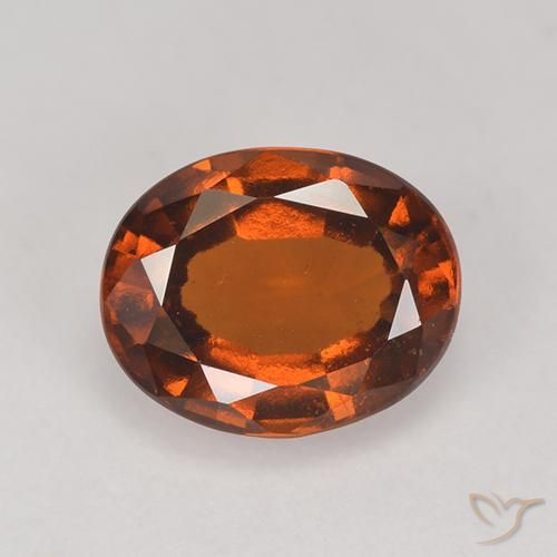 Grenat Hessonite Ambre orange naturelle ovale, 2.37 ct, VS