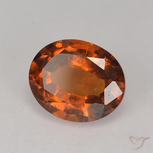 Grenat Hessonite Ambre orange naturelle ovale, 2.10 ct, VS