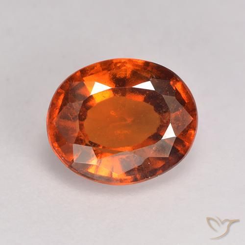 Grenat Hessonite Orange rougeâtre naturelle ovale, 1.71 ct, VS-SI