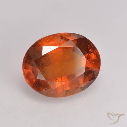 Grenat hessonite orange rougeâtre naturelle coupe ovale, 3,06 ct, VS-SI