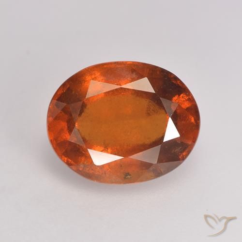 Grenat hessonite orange rougeâtre naturelle coupe ovale, 3,06 ct, VS-SI