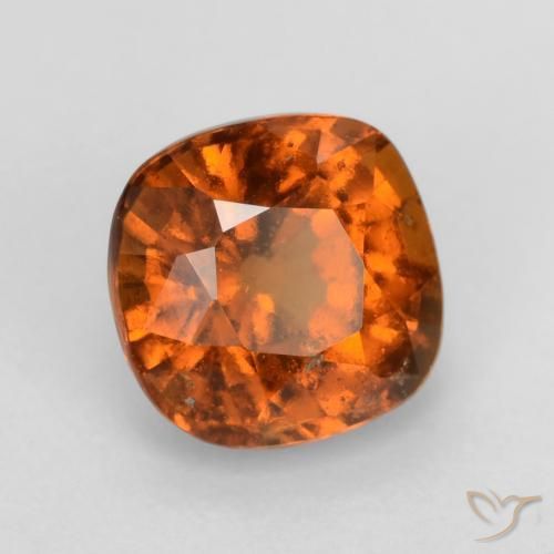 Grenat Hessonite Orange foncé naturelle Coussin, 1.68 ct, VS-SI