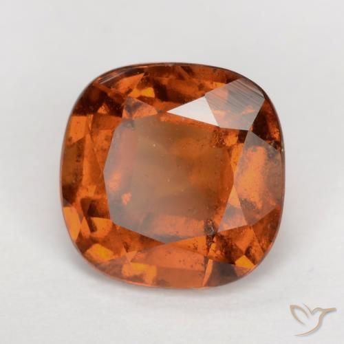 Grenat Hessonite Orange foncé naturelle Coussin, 1.74 ct, VS