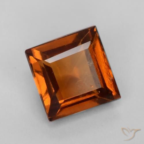 Grenat Hessonite Ambre orange naturelle Carré, 1.24 ct, VS-SI