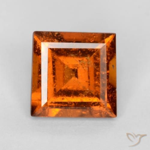 Grenat Hessonite Orange rougeâtre naturelle Carré, 1.18 ct, SI