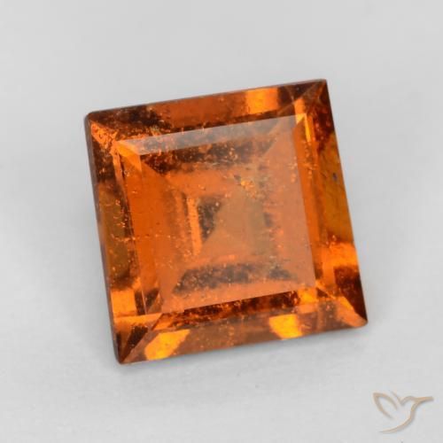 Grenat Hessonite Orange rougeâtre naturelle Carré, 1.18 ct, SI