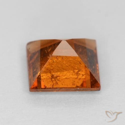 Grenat Hessonite Orange rougeâtre naturelle Carré, 1.18 ct, SI