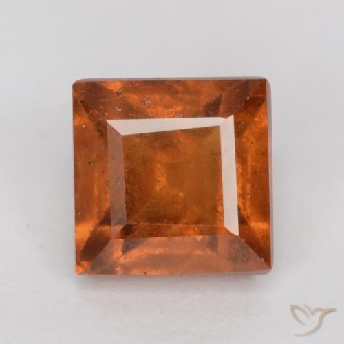 Grenat Hessonite Ambre orange naturelle Carré, 1.68 ct, SI