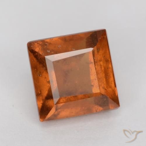 Grenat Hessonite Ambre orange naturelle Carré, 1.68 ct, SI