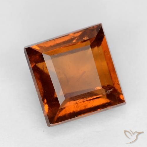 Grenat Hessonite Ambre orange naturelle Carré, 1.50 ct, VS