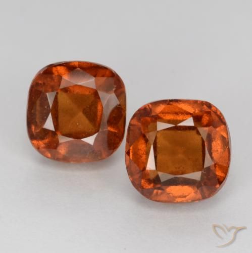3.30ctw Naturel Ambre orange Grenat Hessonite, Coussin, VS